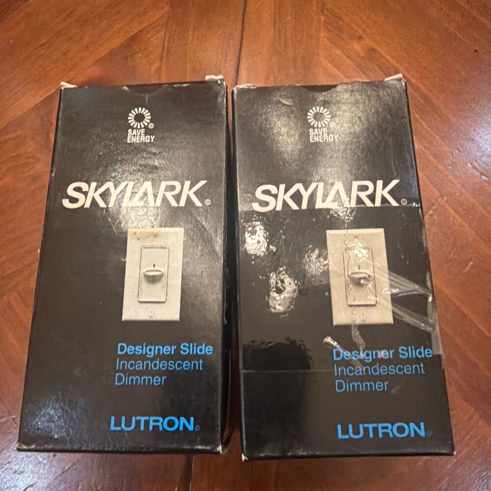 2X Lutron Skylark White Single Pole Slide Dimmer Switch Control 1000W S-1000-WH